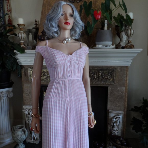 Self-Portrait Pink Gingham Midi Dress - Picture 3 of 16